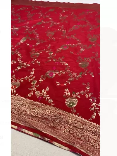 Red Benarasi Zari Silk Wedding Saree