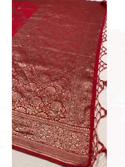 Red Benarasi Zari Silk Wedding Saree