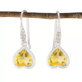 Riyo Aesthetic 925 Sterling Silver Earring For Women Citrine Earring Bezel Setting Yellow Earring Dangle Earring