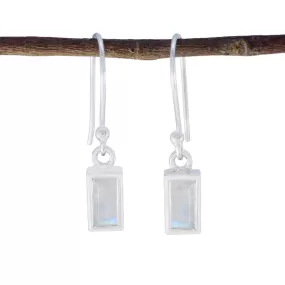 Riyo Bewitching Sterling Silver Earring For Female Rainbow Moonstone Earring Bezel Setting White Earring Dangle Earring