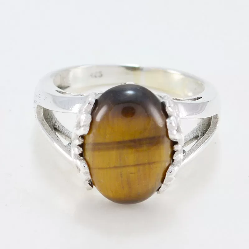 Riyo Classy Gemstone Tiger Eye Sterling Silver Ring Mom Birthday