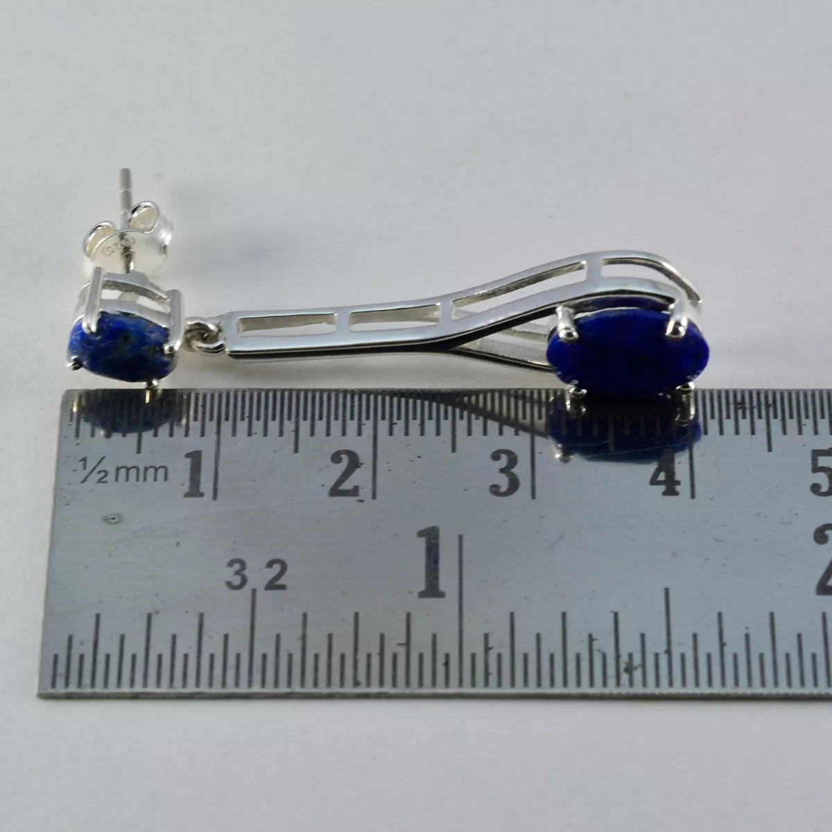 Riyo Fit Sterling Silver Earring For Sister Lapis Lazuli Earring Bezel Setting Blue Earring Stud Earring