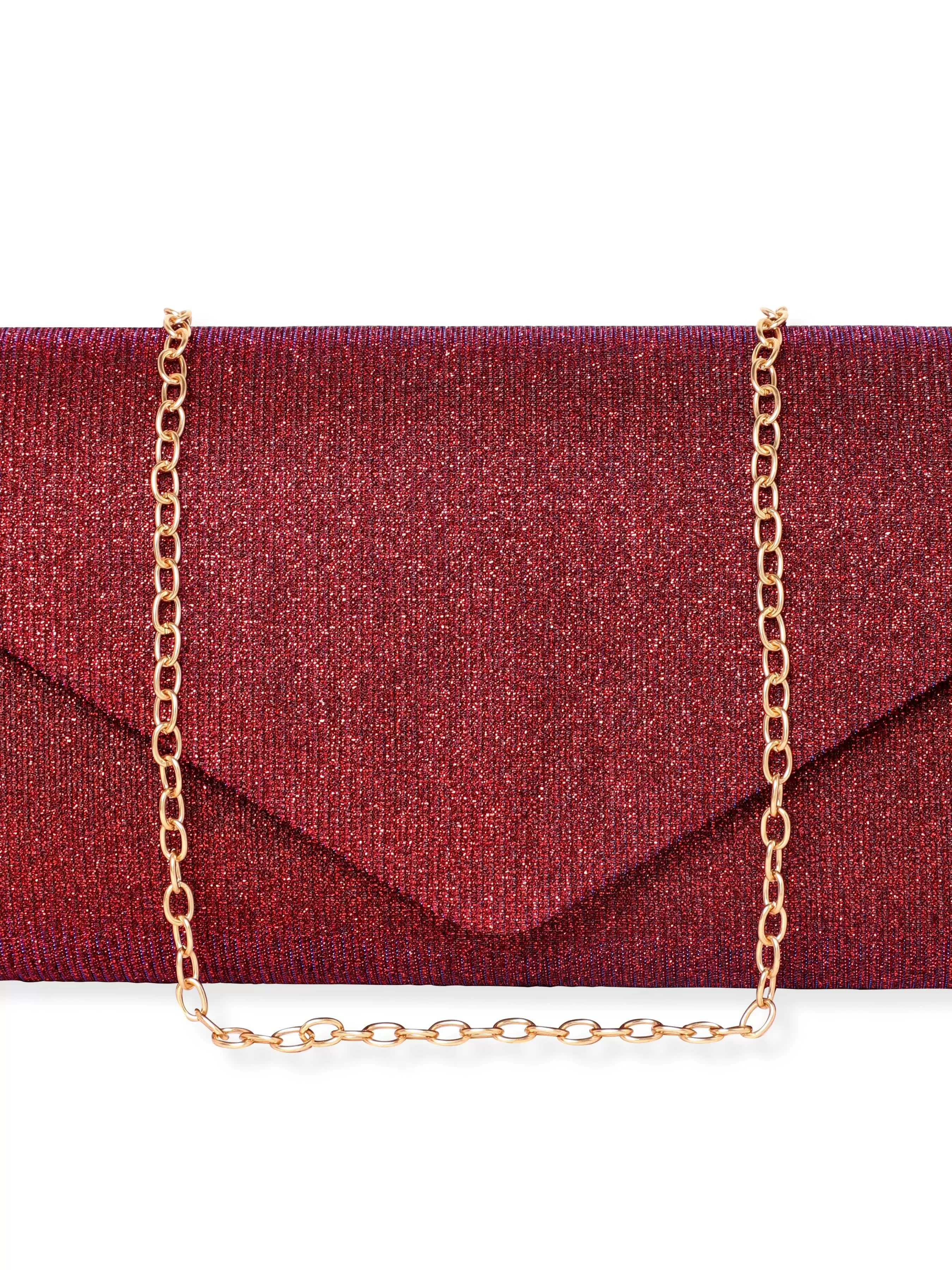 Rubans Radiant Bloom Magenta Textured Shimmery Clutch Bag