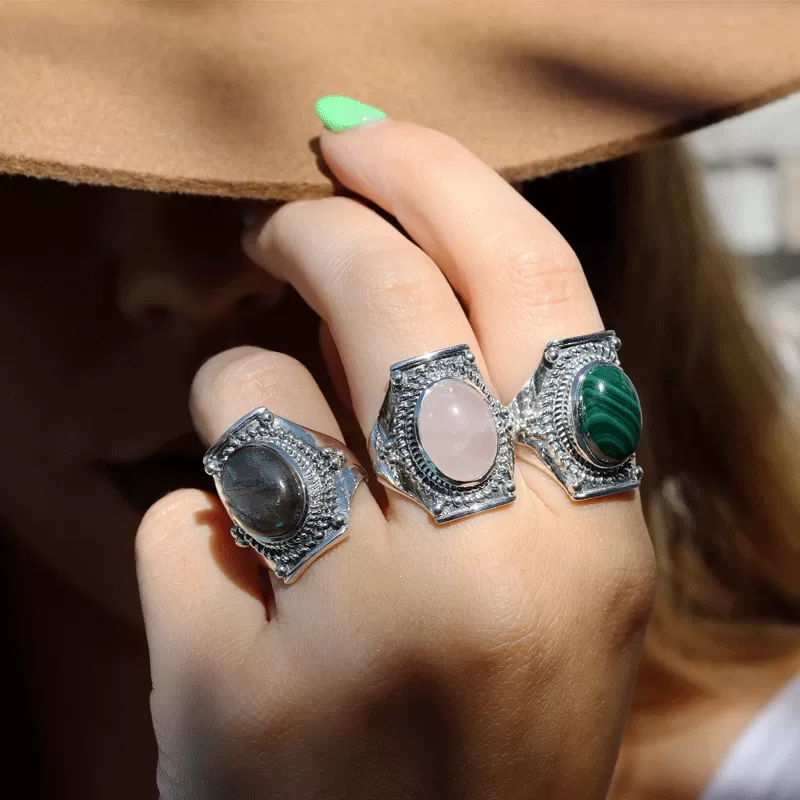 Saddle Malachite Bohemian Ring