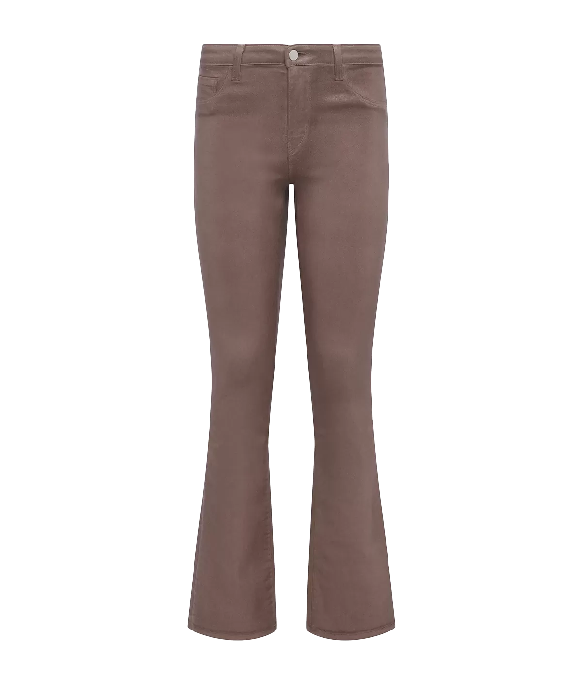 Selma High Rise Sleek Baby Boot Pant in Deep Taupe Coated