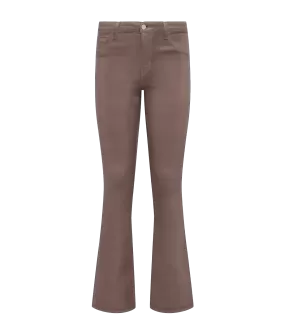 Selma High Rise Sleek Baby Boot Pant in Deep Taupe Coated