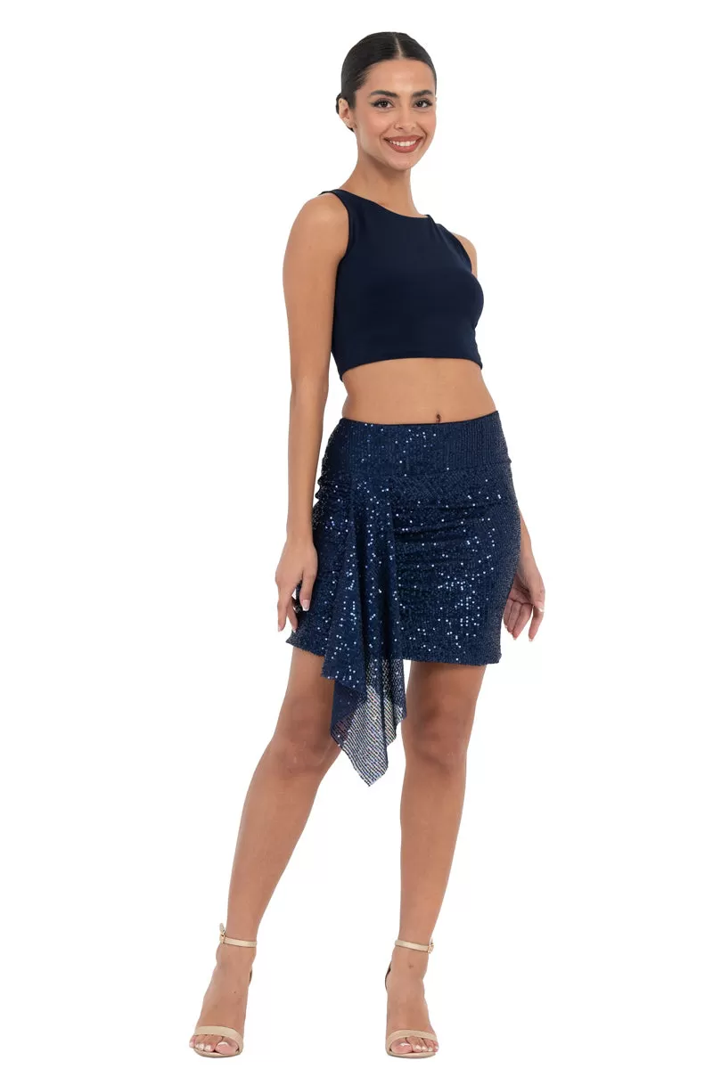 Sequinned Mini Skirt With Front Panel