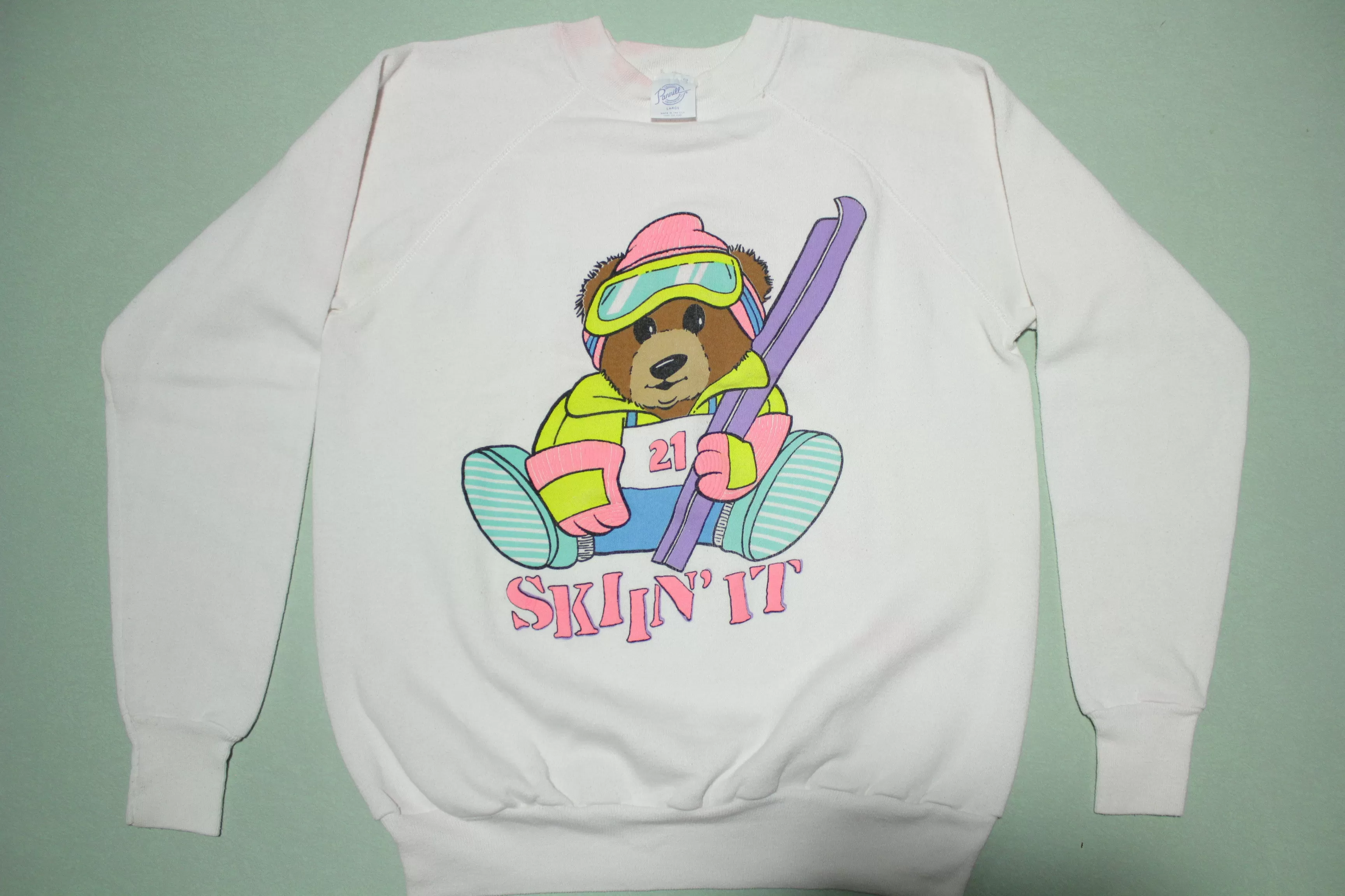 Skiin' It Teddy Bear Vintage 90's Crewneck Sweatshirt