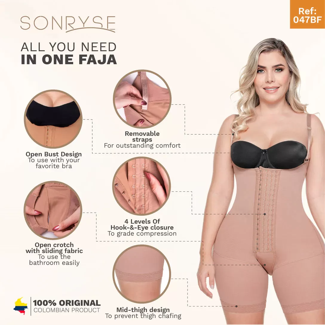 SONRYSE 047BF | Postpartum Post Surgery Compression Garment | Tummy Control Butt Lifter Body Shaper | Daily Use Open Bust Shapewear | Powernet