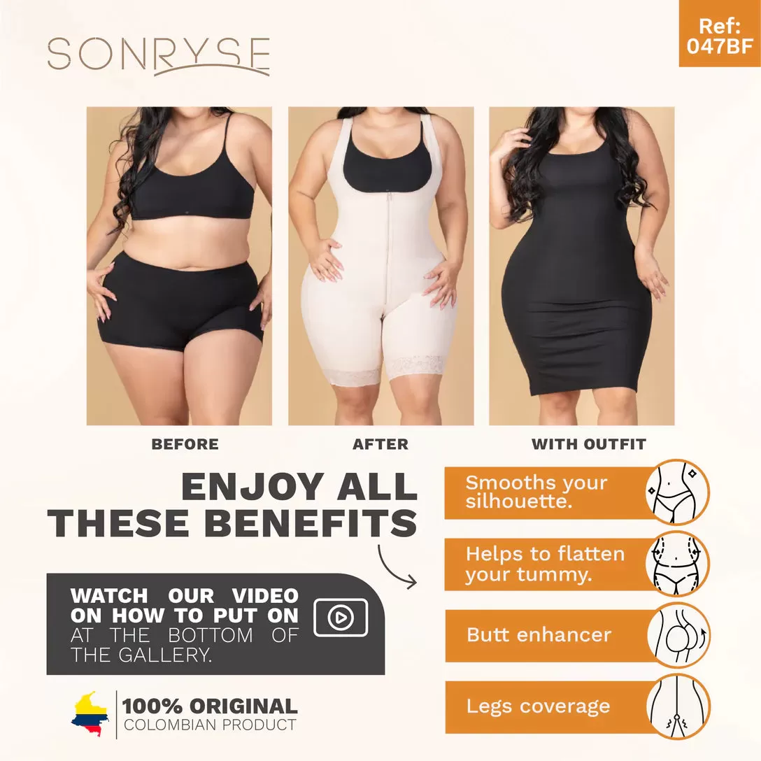 SONRYSE 047BF | Postpartum Post Surgery Compression Garment | Tummy Control Butt Lifter Body Shaper | Daily Use Open Bust Shapewear | Powernet