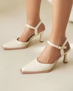 Square Toe Adjusting Buckle Heels