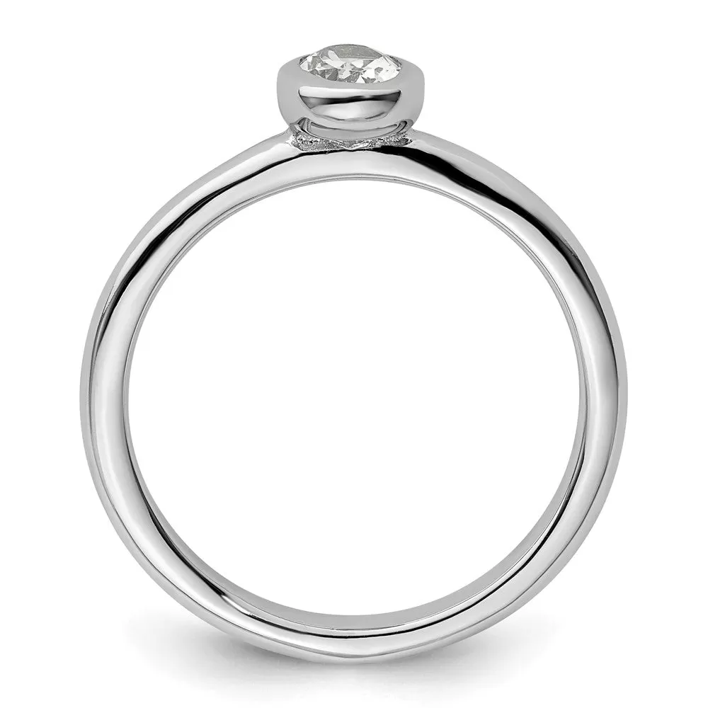 Stackable Expressions Oval White Topaz Ring in Sterling Silver