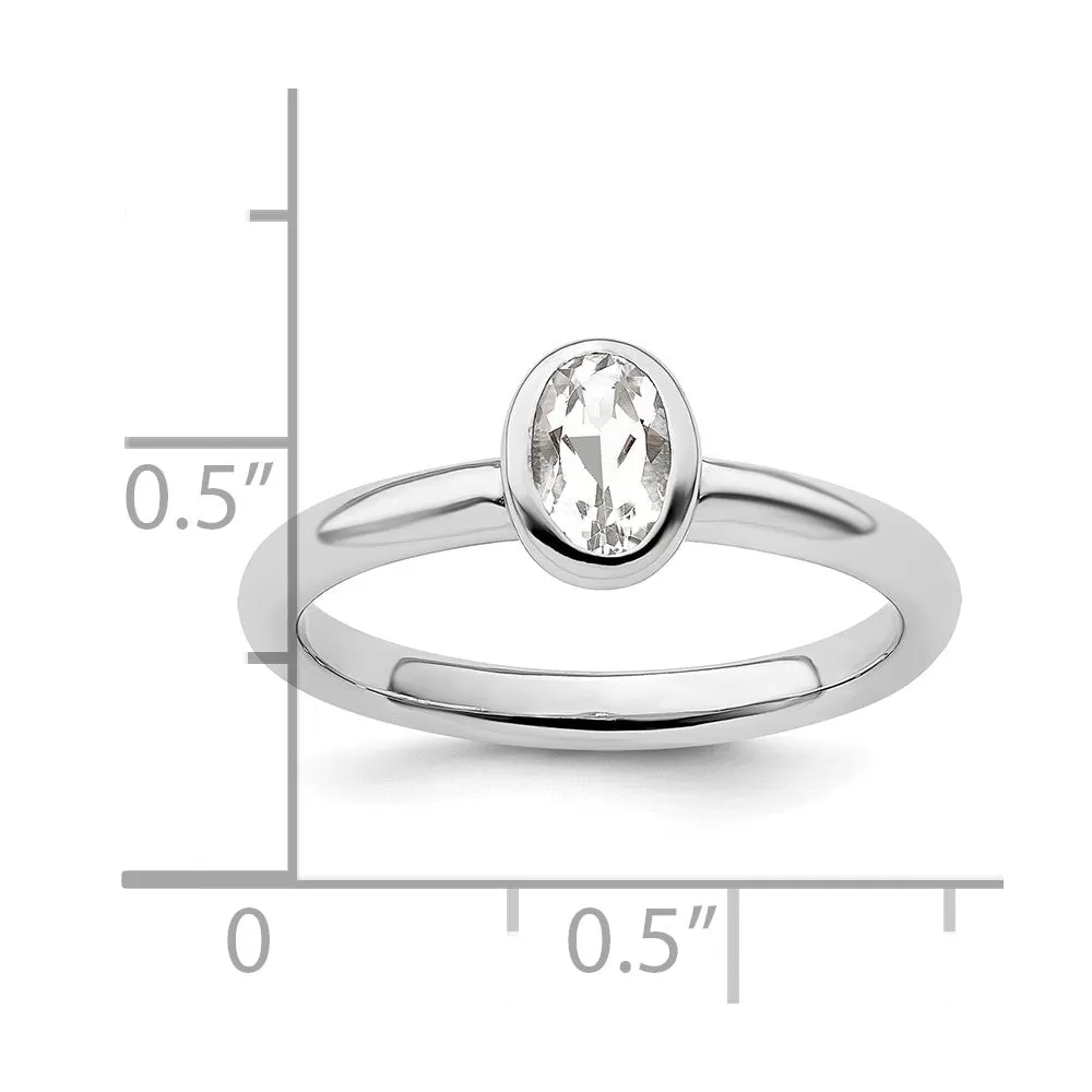 Stackable Expressions Oval White Topaz Ring in Sterling Silver