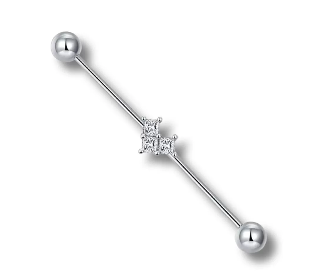 Steel New Pixel Clear Gem Heart Industrial Barbell Body Piercing