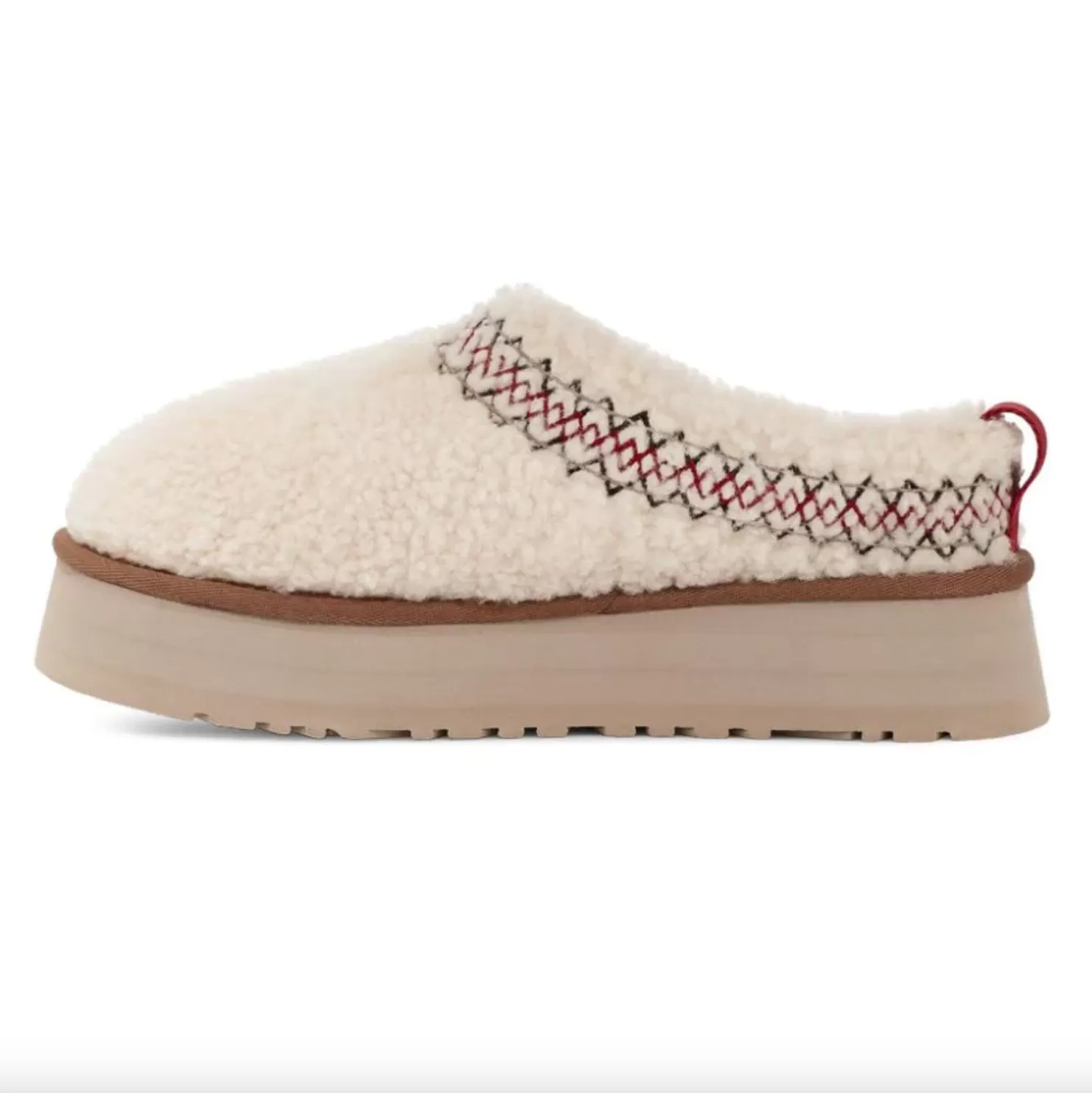 TAZZ BRAIDED SHEEPSKIN PLATFORM SLIPPERS - BEIGE