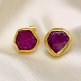 The Spirited Gold Stud Earrings with Ruby Stone