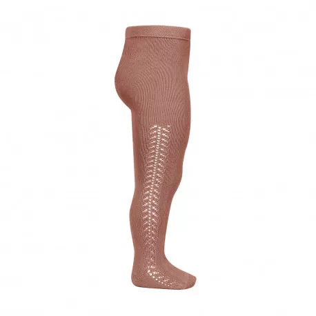 Tights side openwork warm - terracotta