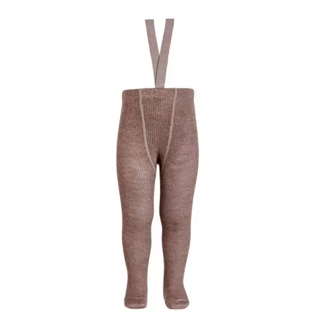 Tights with elastic suspenders Merino wool blend ribbed - Trunk