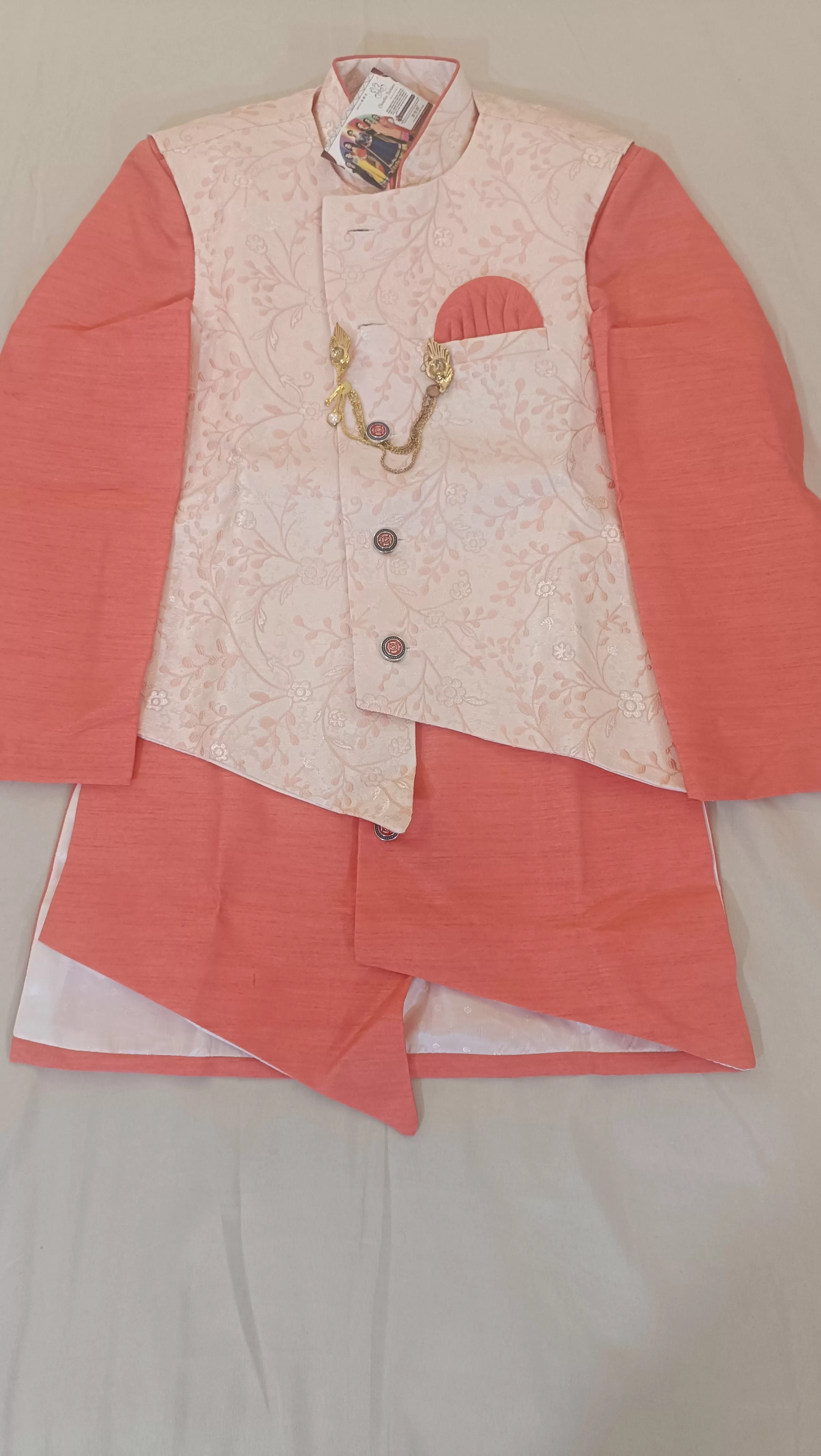 Traditional Boys Pink Color Silk Cotton Kurta Pajama Pant