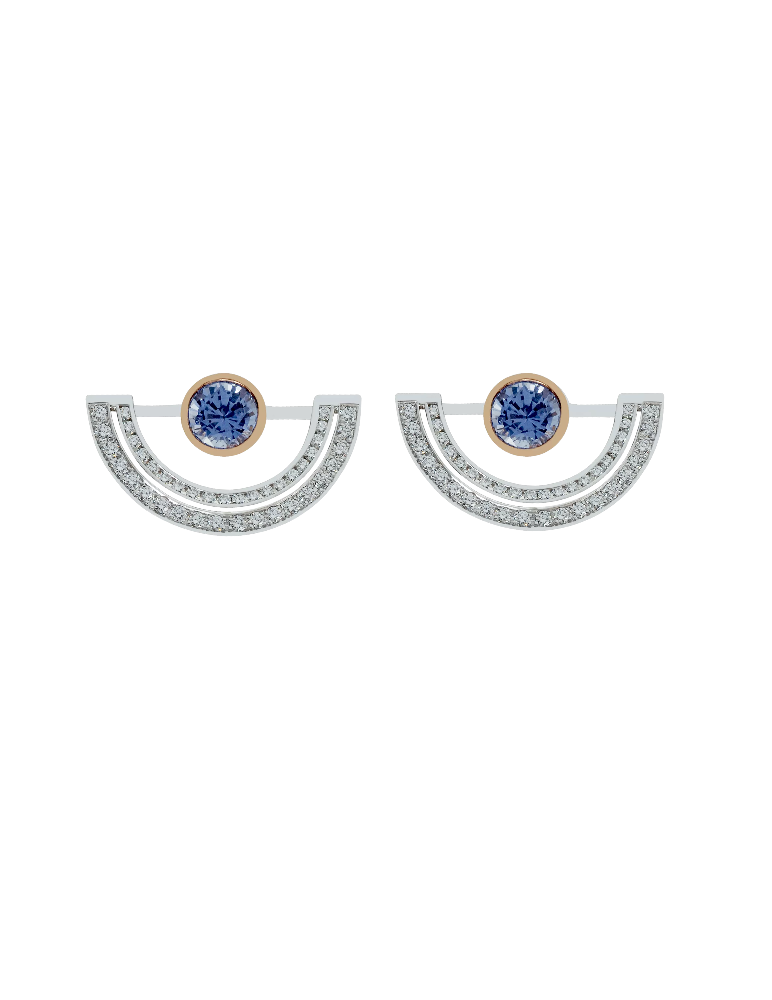 Twist Reflection Blue Sapphire Diamond Double Jacket Earrings