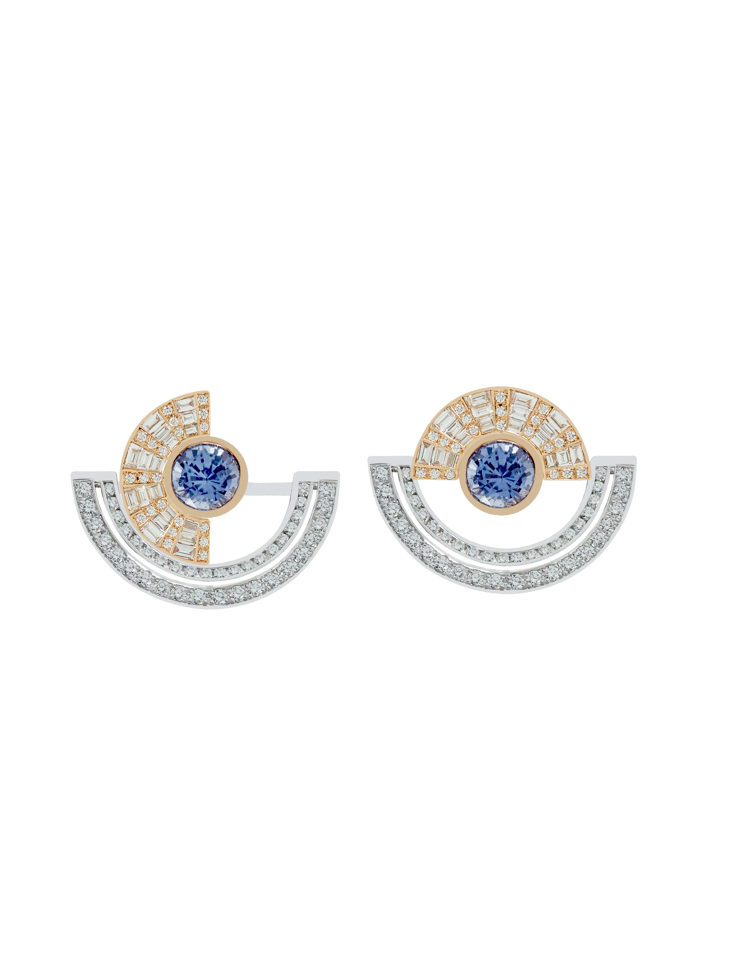 Twist Reflection Blue Sapphire Diamond Double Jacket Earrings