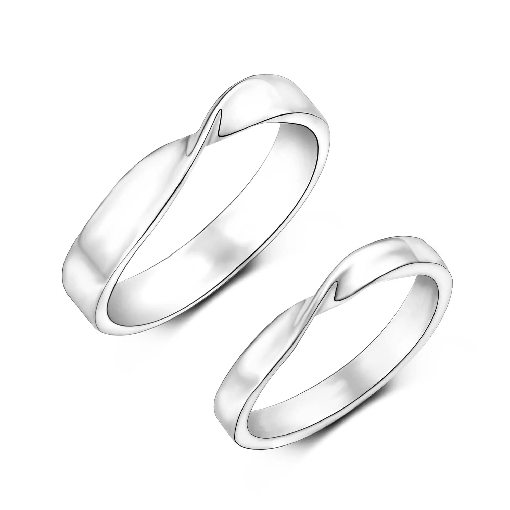 Twisted Romance Matching Couple Rings Set