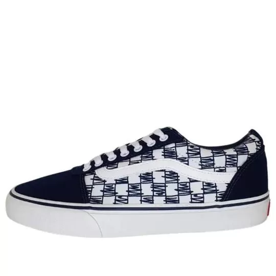 VANS MEN'S WARD LOW NAVY SCRIBBLE SHOES