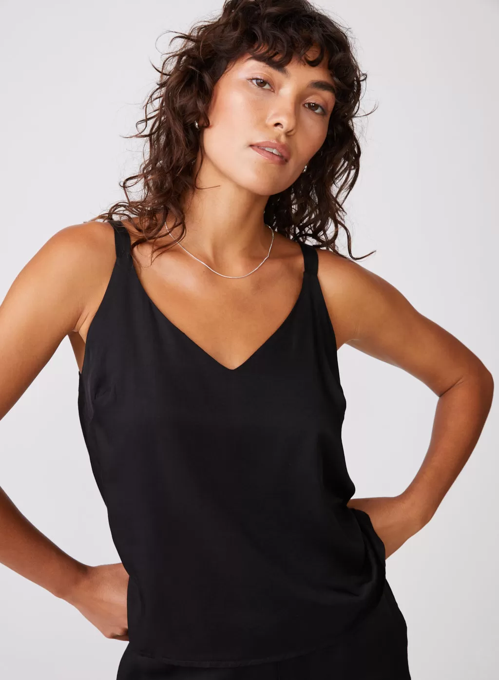 Viscose Satin Cami in Black