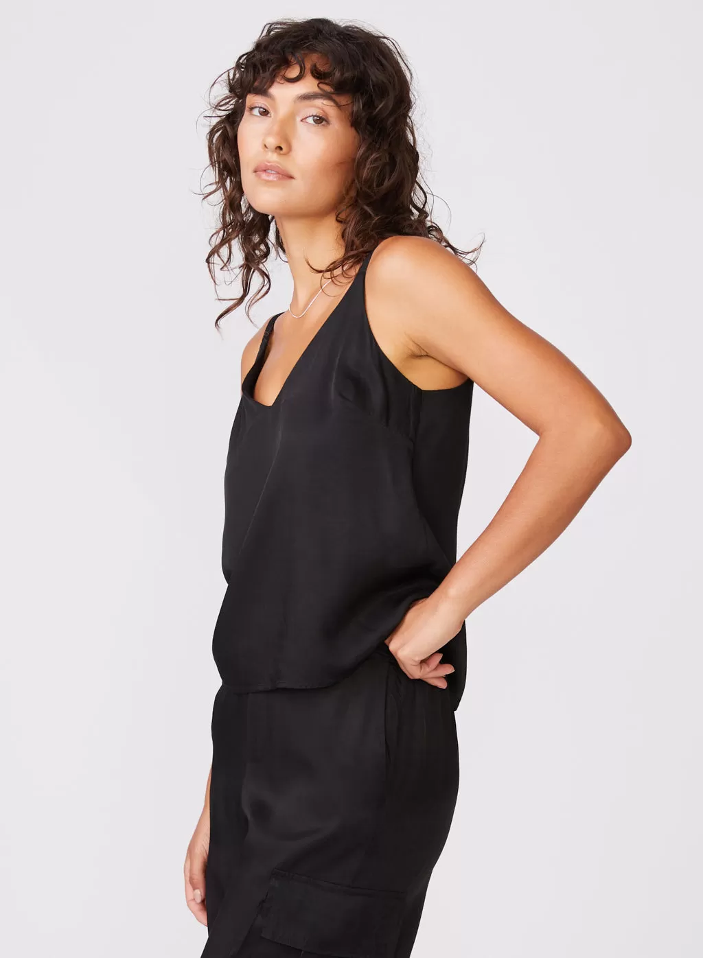 Viscose Satin Cami in Black