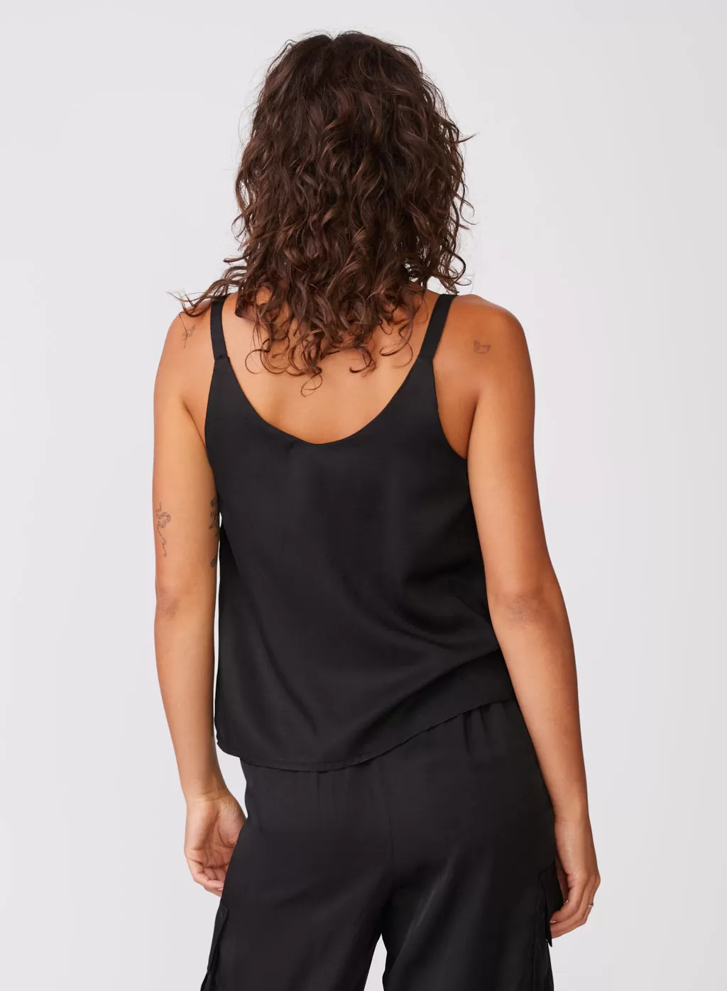 Viscose Satin Cami in Black