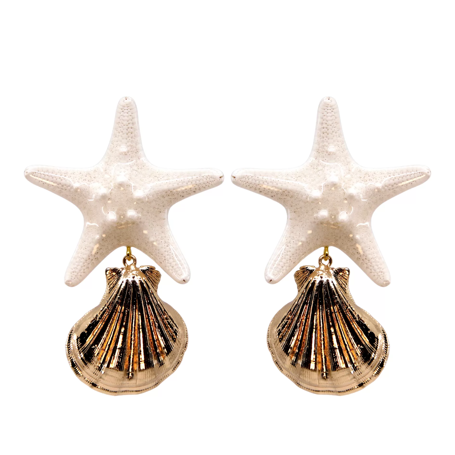 WHITE STARFISH EARRINGS