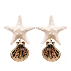 WHITE STARFISH EARRINGS