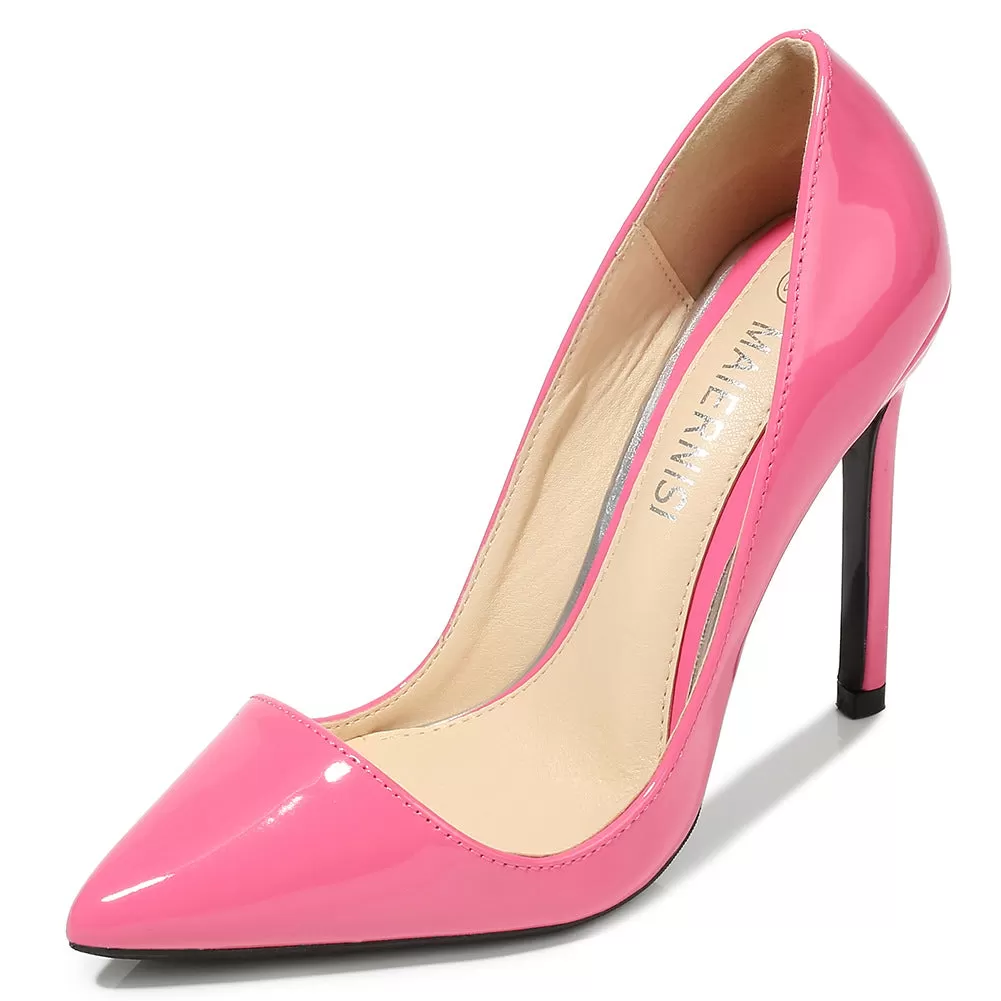 Women's Candy Color Pointed Toe Shallow Stiletto Heel Pumps