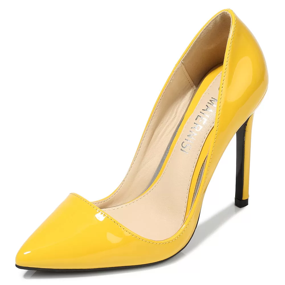 Women's Candy Color Pointed Toe Shallow Stiletto Heel Pumps