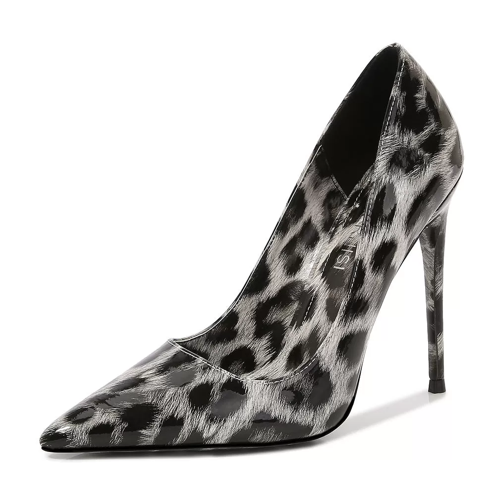 Women's Leopard Print Pointed Toe Shallow Stiletto Heel Pumps