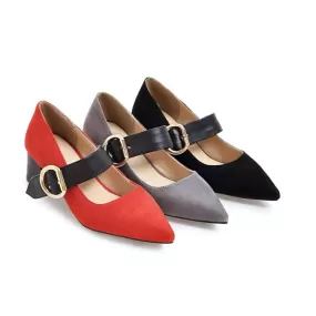 Women's's Pointed Toe Mary Jane Block Heels Pumps